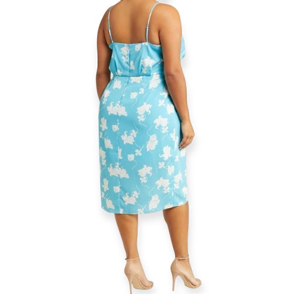 CHELSEA 28 Floral Faux Wrap Dress In Teal-White Melt Size 1X NEW - Picture 9 of 16